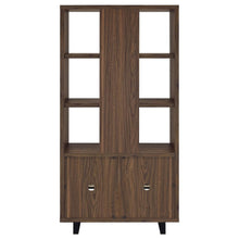 Maddox 71-inch 5-shelf Cabinet Bookcase – Walnut