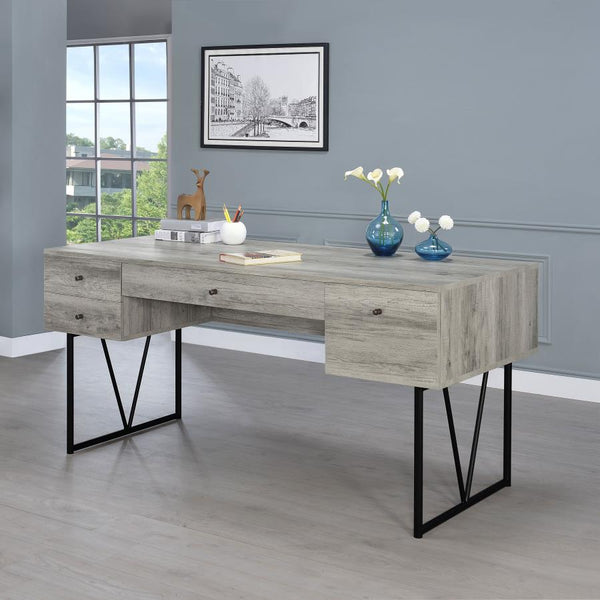 Analiese 63-inch 4-drawer Writing Desk – Grey Driftwood