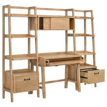 Fabian 4-piece Computer Desk and Bookshelf Set – Distressed Light Brown