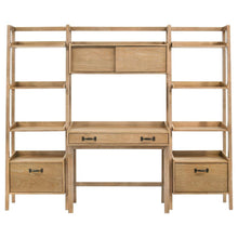 Fabian 4-piece Computer Desk and Bookshelf Set – Distressed Light Brown