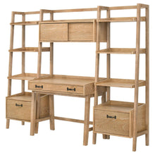 Fabian 4-piece Computer Desk and Bookshelf Set – Distressed Light Brown