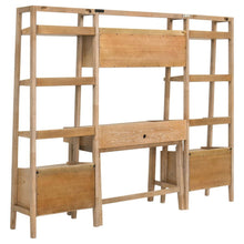 Fabian 4-piece Computer Desk and Bookshelf Set – Distressed Light Brown