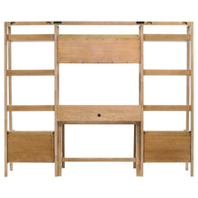 Fabian 4-piece Computer Desk and Bookshelf Set – Distressed Light Brown