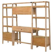 Fabian 4-piece Computer Desk and Bookshelf Set – Distressed Light Brown