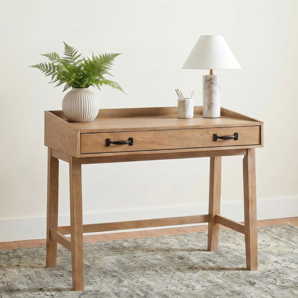 Fabian 38-inch Computer Desk with Keyboard Drawer – Distressed Light Brown