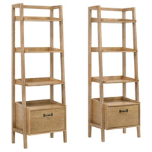 Fabian 2-piece 4-shelf Bookshelf with Drawer – Distressed Light Brown