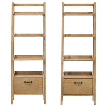 Fabian 2-piece 4-shelf Bookshelf with Drawer – Distressed Light Brown