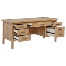 Vermes 66-inch 7-drawer Computer Desk with Power Outlet – Light Ash