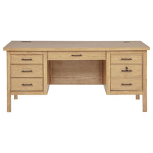 Vermes 66-inch 7-drawer Computer Desk with Power Outlet – Light Ash