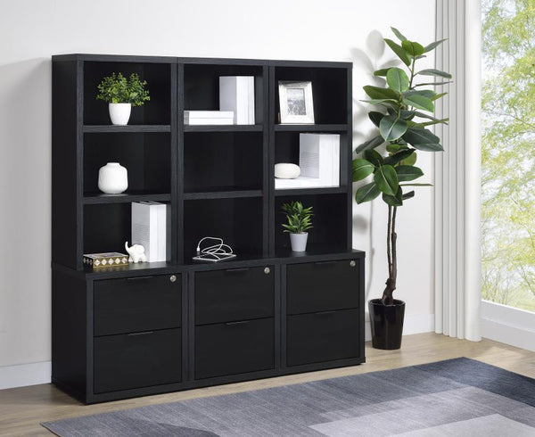 Westpark 3-piece Wall Unit Bookcase Set with USB – Black