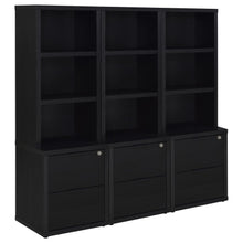 Westpark 3-piece Wall Unit Bookcase Set with USB – Black