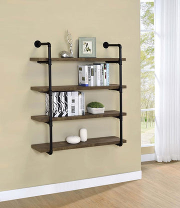 Elmcrest 39-inch 4-shelf Wall Bookshelf – Rustic Oak