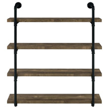 Elmcrest 39-inch 4-shelf Wall Bookshelf – Rustic Oak