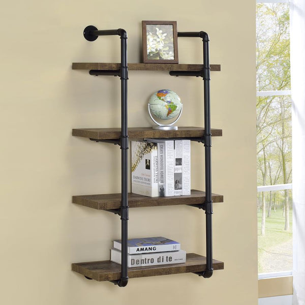 Elmcrest 24-inch 4-shelf Wall Bookshelf – Rustic Oak