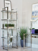 Hartford 79-inch 5-shelf Glass Bookshelf Chrome – Clear