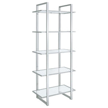Hartford 79-inch 5-shelf Glass Bookshelf Chrome – Clear