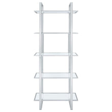 Hartford 79-inch 5-shelf Glass Bookshelf Chrome – Clear