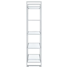 Hartford 79-inch 5-shelf Glass Bookshelf Chrome – Clear