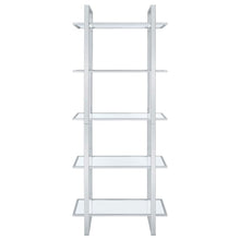 Hartford 79-inch 5-shelf Glass Bookshelf Chrome – Clear