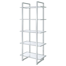 Hartford 79-inch 5-shelf Glass Bookshelf Chrome – Clear
