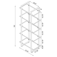 Hartford 79-inch 5-shelf Glass Bookshelf Chrome – Clear
