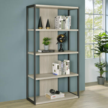 Loomis 72-inch 3-shelf Bookshelf Whitewashed – White Washed Grey