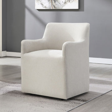 Cafell - Arm Chair With Swivel Casters - Cream