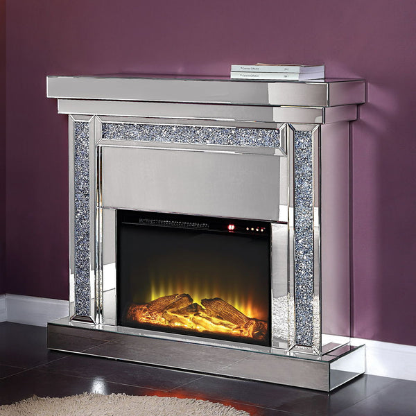 Noralie 42" Fireplace Mirrored & Faux Diamonds