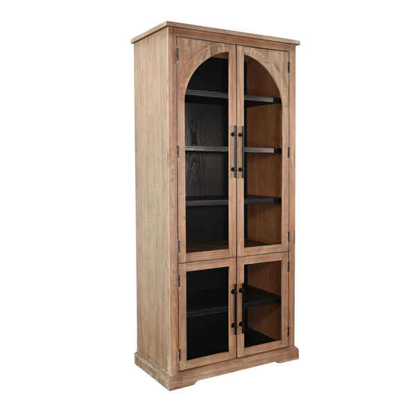 Elena Tall Wood Cabinet With Arched Glass Doors