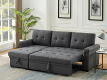 Lucca 84" Dark Gray Linen Reversible Sleeper Sectional Sofa