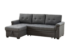 Lucca 84" Dark Gray Linen Reversible Sleeper Sectional Sofa