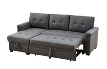 Lucca 84" Dark Gray Linen Reversible Sleeper Sectional Sofa