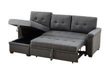 Lucca 84" Dark Gray Linen Reversible Sleeper Sectional Sofa
