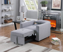 Zoey 33.25"W Light Gray Linen Convertible Sleeper Chair