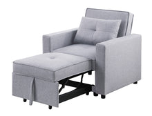 Zoey 33.25"W Light Gray Linen Convertible Sleeper Chair