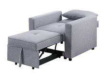 Zoey 33.25"W Light Gray Linen Convertible Sleeper Chair