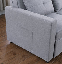 Zoey 33.25"W Light Gray Linen Convertible Sleeper Chair