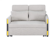 Percy 55.5"W Beige Teddy Velvet Sleeper Loveseat