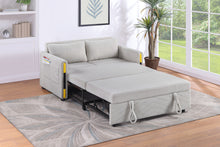 Percy 55.5"W Beige Teddy Velvet Sleeper Loveseat