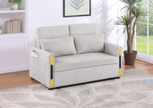 Percy 55.5"W Beige Teddy Velvet Sleeper Loveseat