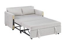 Percy 55.5"W Beige Teddy Velvet Sleeper Loveseat