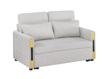 Percy 55.5"W Beige Teddy Velvet Sleeper Loveseat