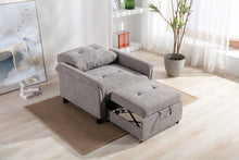 Hannah 35"W Gray Woven Convertible Armchair