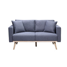 Easton Dark Gray Linen Fabric Sofa Loveseat Living Room Set