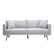 Easton Light Gray Linen Fabric Sofa Loveseat Living Room Set