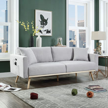 Easton 75"W Light Gray Linen Fabric Sofa