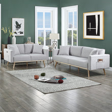 Easton Light Gray Linen Fabric Sofa Loveseat Living Room Set