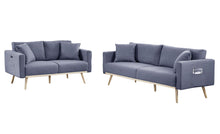 Easton Dark Gray Linen Fabric Sofa Loveseat Living Room Set