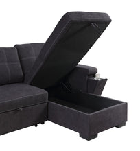 Toby 95" Black Woven Reversible Sleeper Sectional Sofa