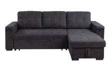 Toby 95" Black Woven Reversible Sleeper Sectional Sofa